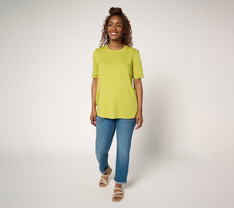 LOGO by Lori Goldstein Knit Patchwork Seam Top — View 5