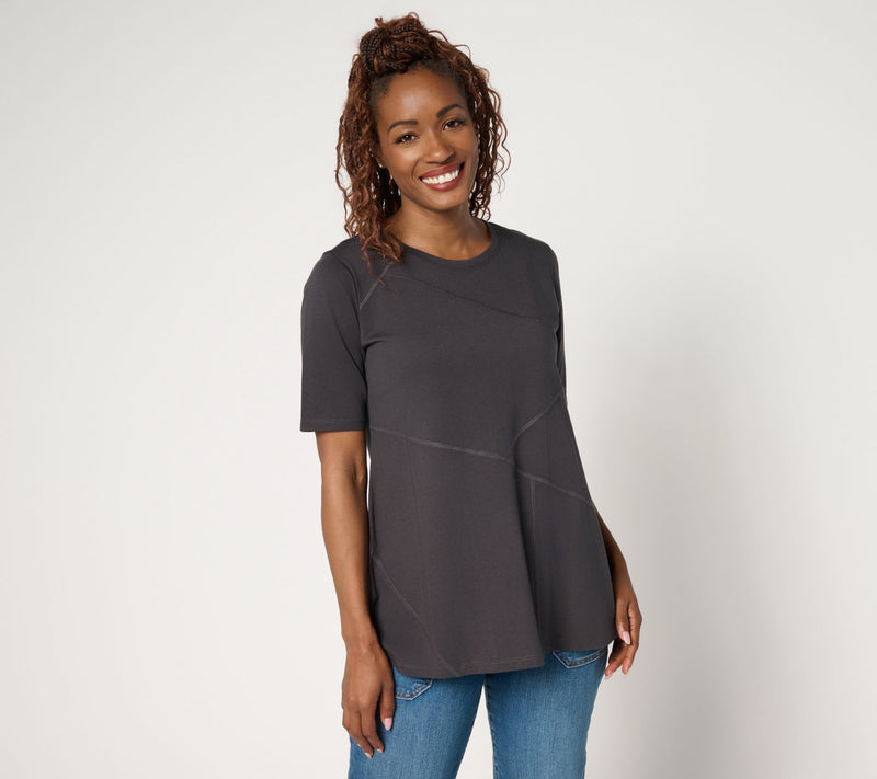 LOGO by Lori Goldstein Knit Patchwork Seam Top — View 11