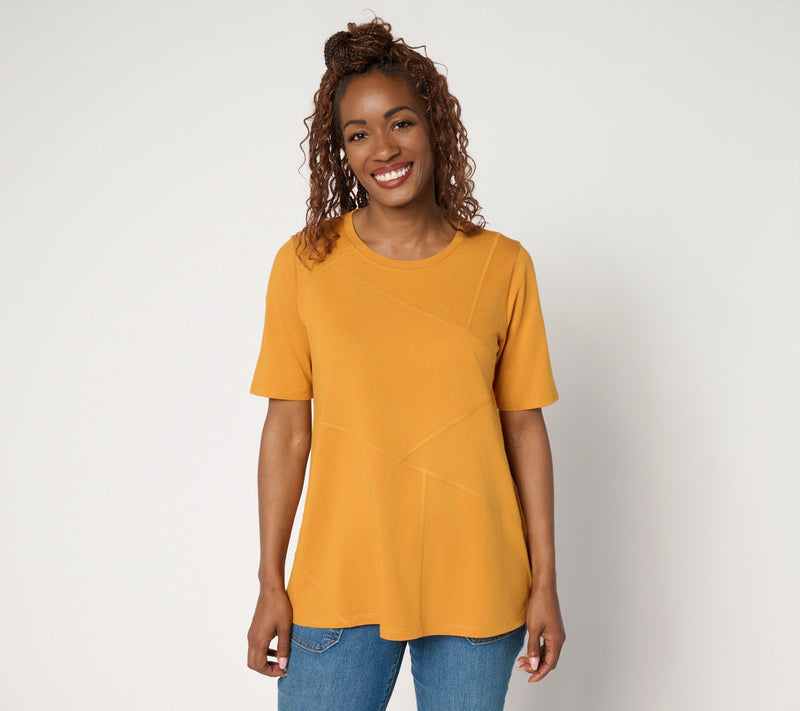 LOGO by Lori Goldstein Knit Patchwork Seam Top — View 12