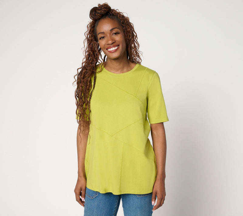 LOGO by Lori Goldstein Knit Patchwork Seam Top — View 14