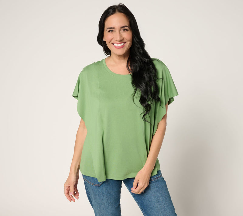 LOGO by Lori Goldstein Knit Flutter Sleeve Tee — View 13