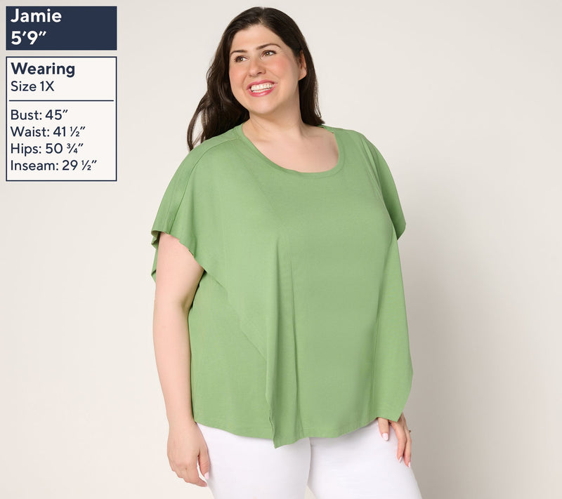 LOGO by Lori Goldstein Knit Flutter Sleeve Tee — View 2