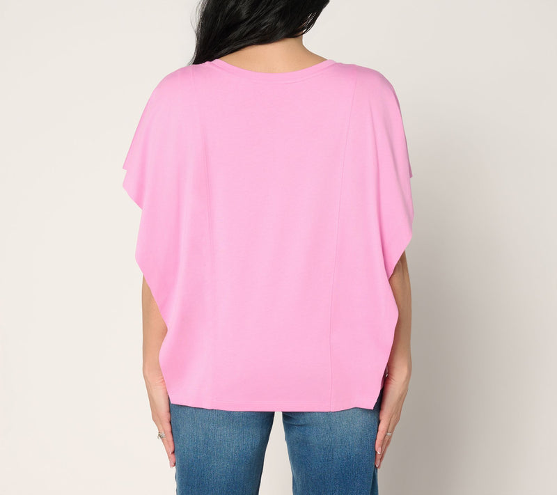 LOGO by Lori Goldstein Knit Flutter Sleeve Tee — View 4