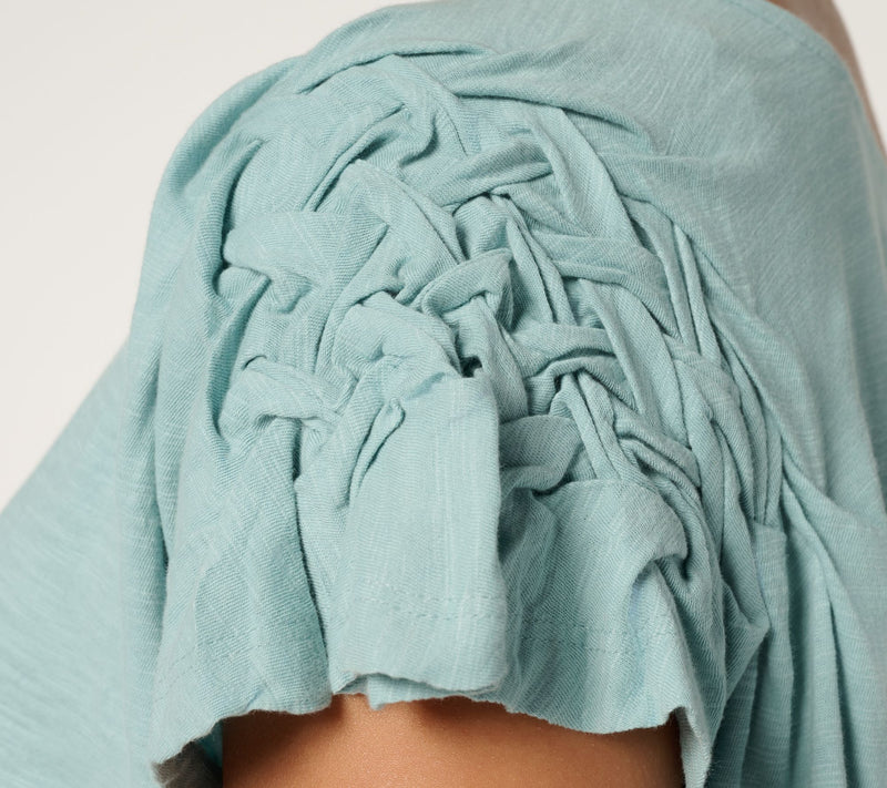LOGO by Lori Goldstein 100% Cotton Braided Sleeve Top — View 13