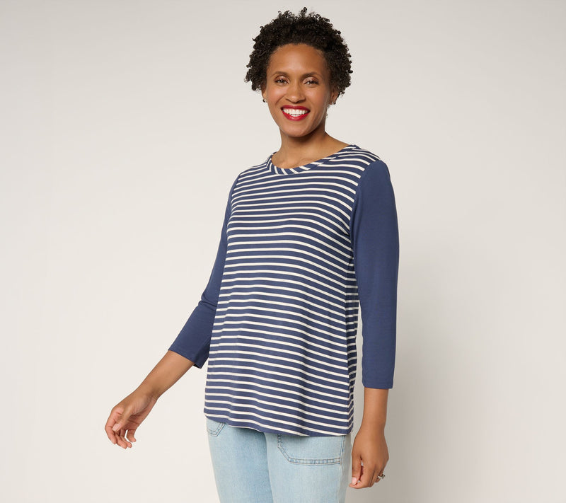 LOGO by Lori Goldstein Rayon 230 Stripe Top — View 9
