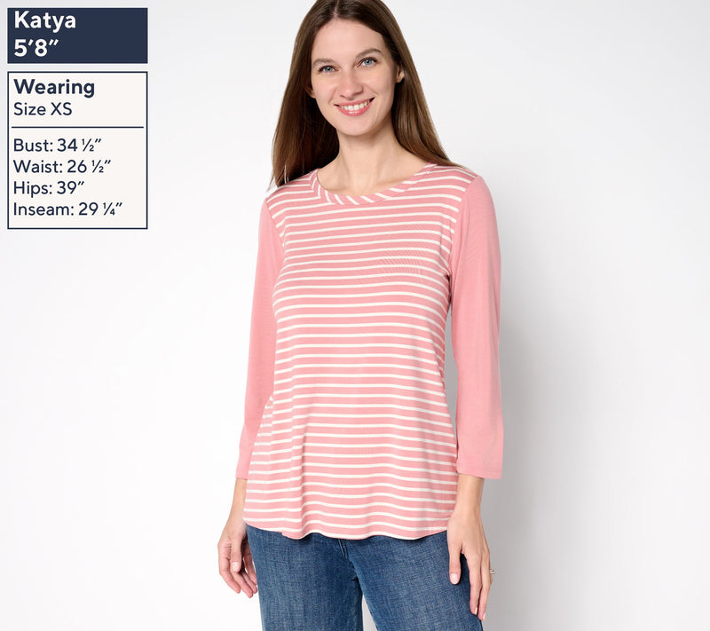 LOGO by Lori Goldstein Rayon 230 Stripe Top — View 2