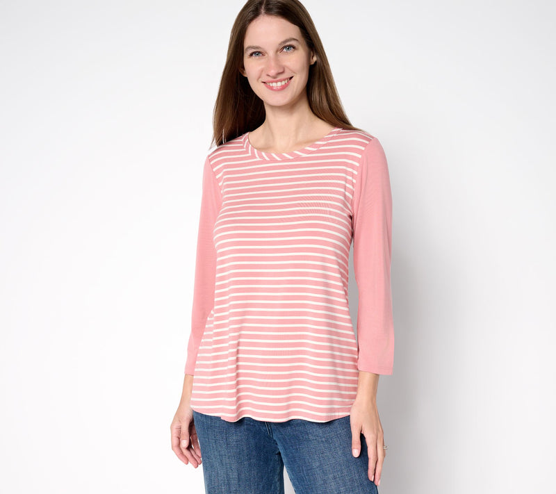 LOGO by Lori Goldstein Rayon 230 Stripe Top — View 10