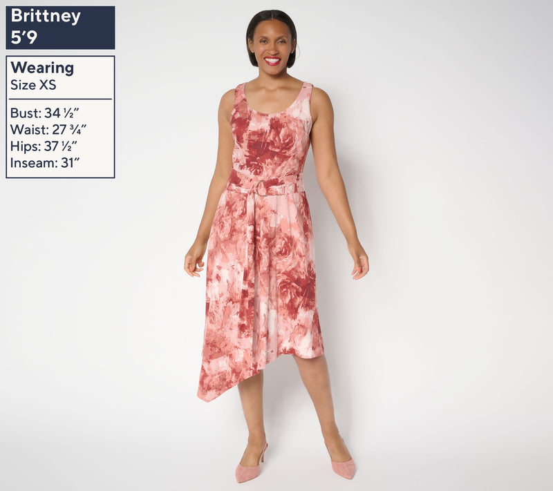 Me by Jennie Garth Regular Printed Linen Blend Midi Dress — View 9
