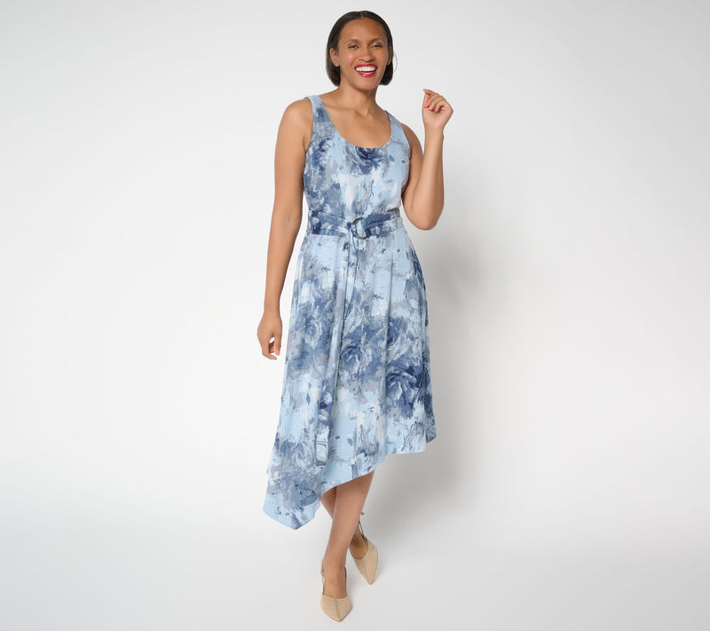 Me by Jennie Garth Regular Printed Linen Blend Midi Dress — View 3