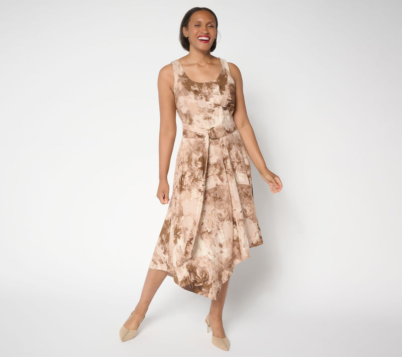Me by Jennie Garth Regular Printed Linen Blend Midi Dress — View 7