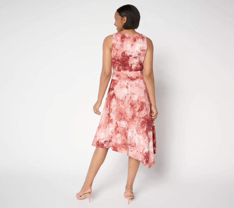 Me by Jennie Garth Regular Printed Linen Blend Midi Dress — View 10