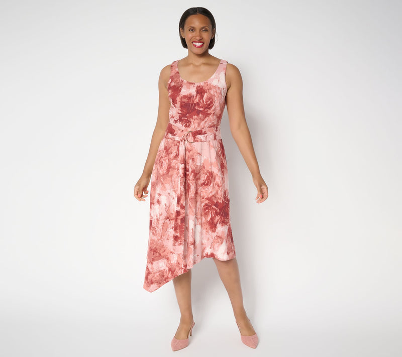Me by Jennie Garth Petite Printed Linen Blend Midi Dress — View 5