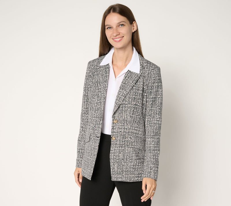 Dennis Basso Regular Luxe Crepe Blazer in Prints & Solids — View 11