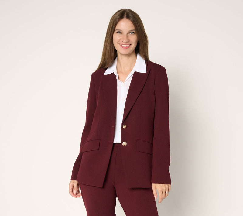 Dennis Basso Petite Luxe Crepe Blazer in Prints & Solids — View 20