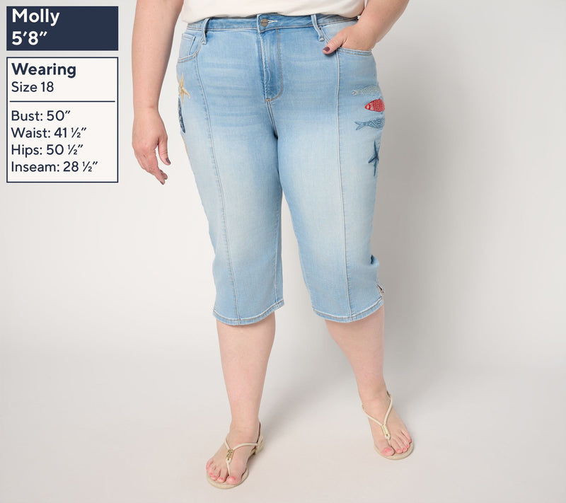 Driftwood Jeans Embroidered Clam Digger Capri - Seaside Social — View 2