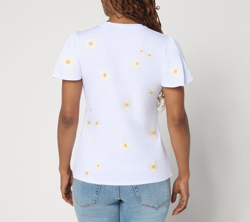 Driftwood Jeans Relaxed Flutter Tee - Daisy — View 4