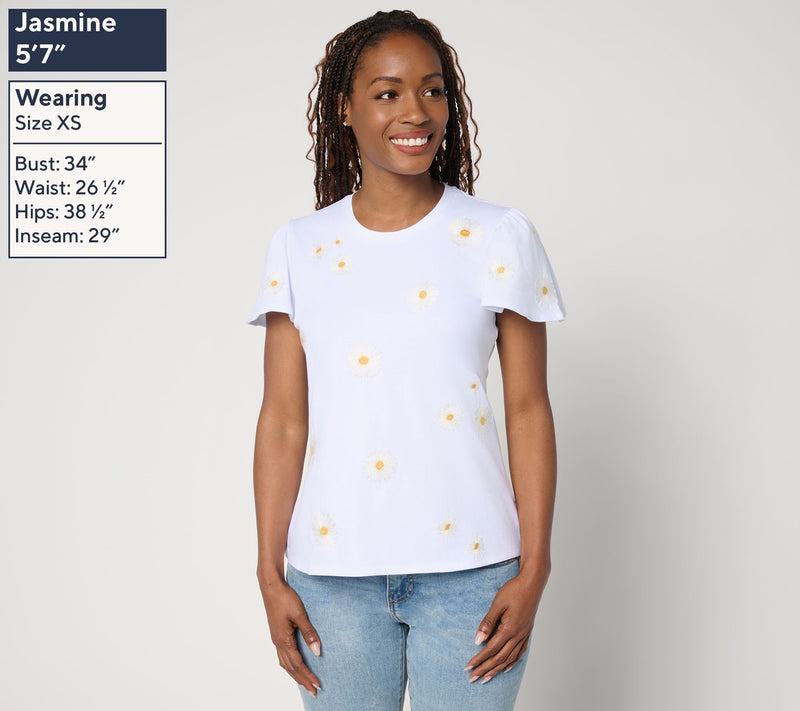 Driftwood Jeans Relaxed Flutter Tee - Daisy — View 3