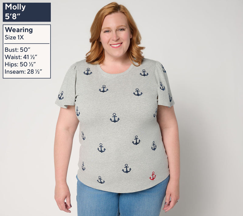 Driftwood Jeans Relaxed Flutter Tee - Anchors — View 2
