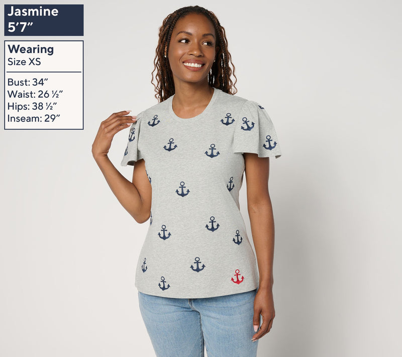 Driftwood Jeans Relaxed Flutter Tee - Anchors — View 3