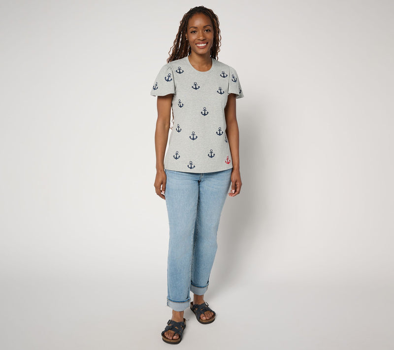 Driftwood Jeans Relaxed Flutter Tee - Anchors — View 5