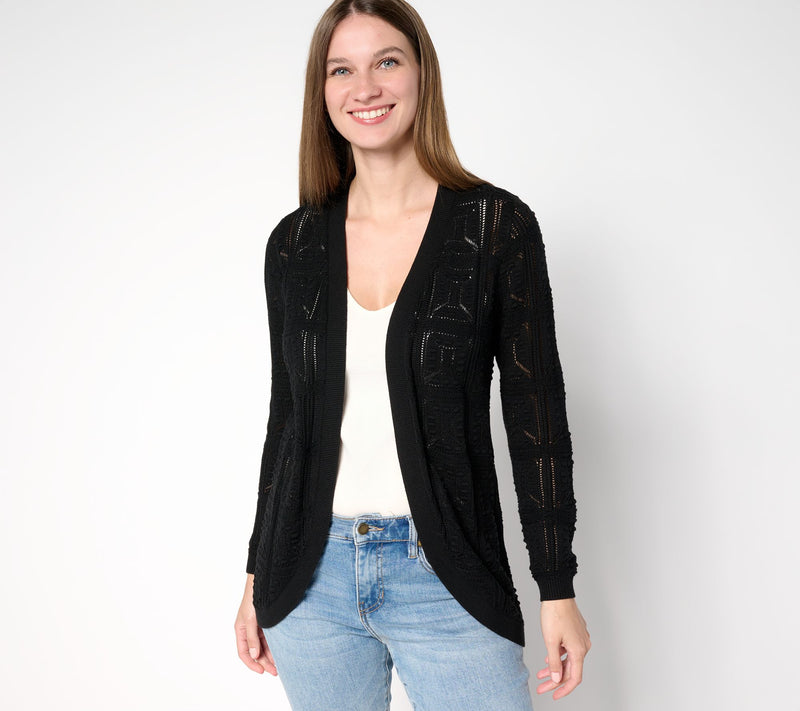 Susan Graver Novelty Stitch Cardigan — View 11