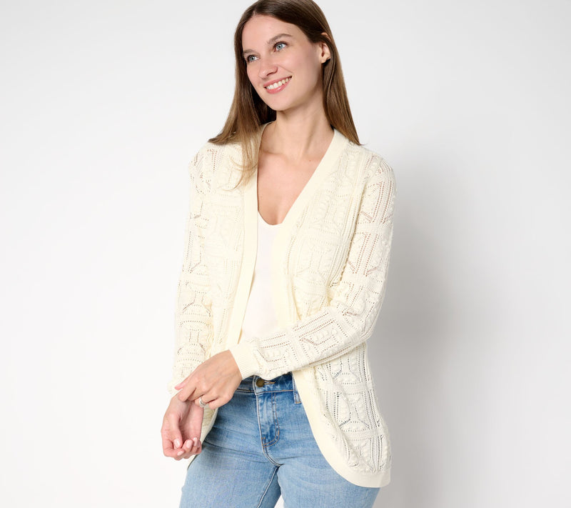 Susan Graver Novelty Stitch Cardigan — View 12