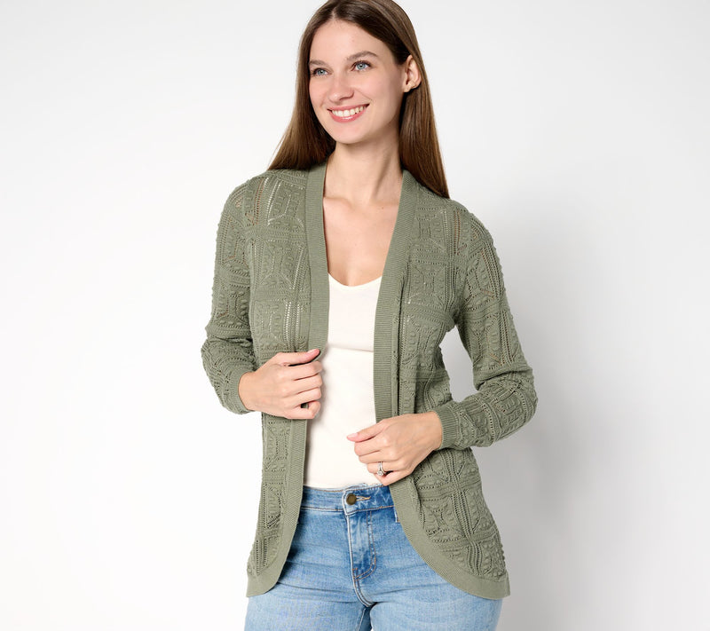 Susan Graver Novelty Stitch Cardigan — View 14