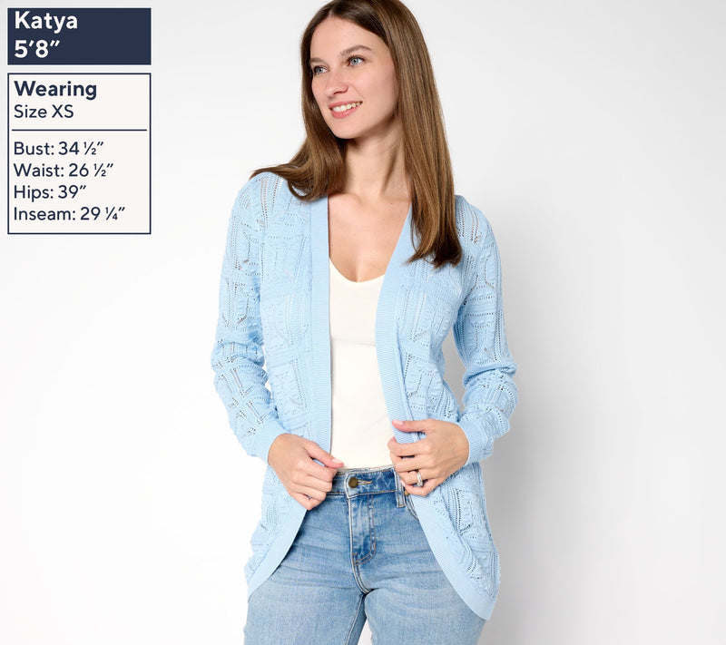 Susan Graver Novelty Stitch Cardigan — View 3