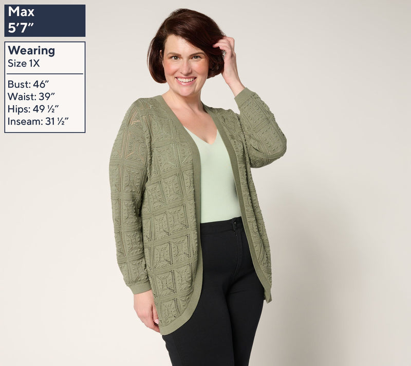 Susan Graver Novelty Stitch Cardigan — View 2