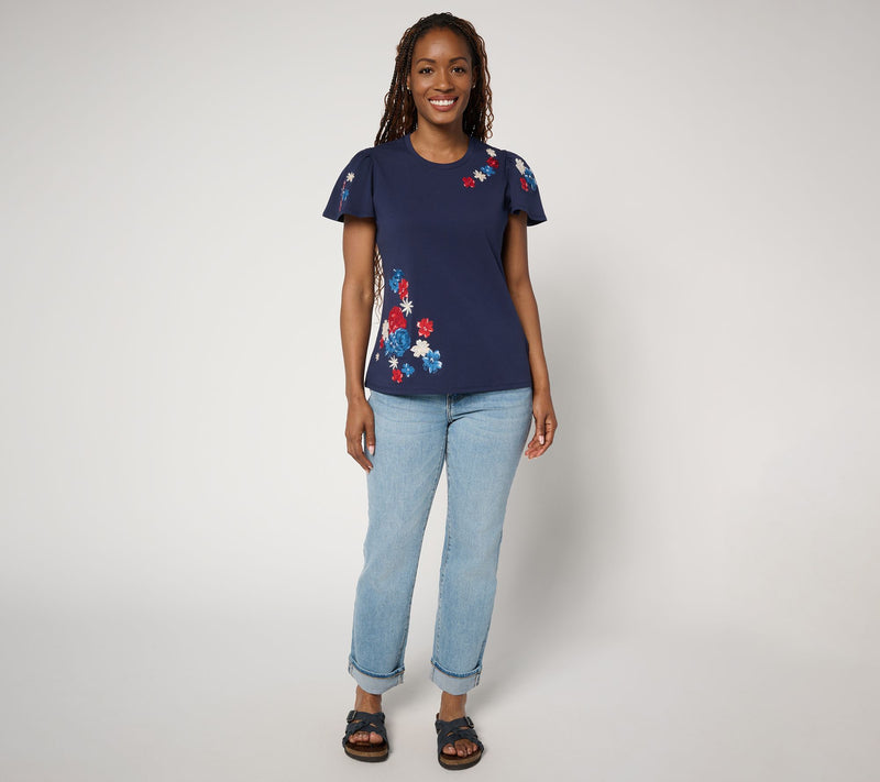 Driftwood Jeans Relaxed Flutter Tee - Floral Flag — View 5