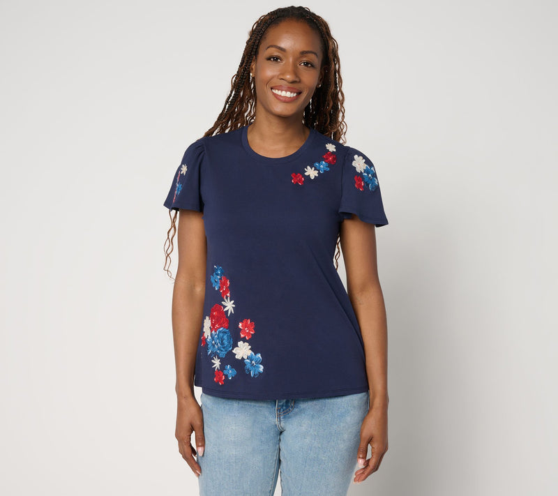 Driftwood Jeans Relaxed Flutter Tee - Floral Flag — Main view