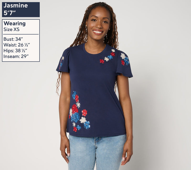 Driftwood Jeans Relaxed Flutter Tee - Floral Flag — View 3