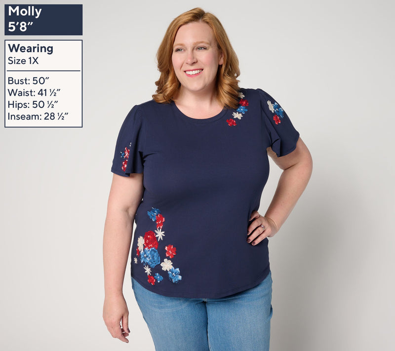 Driftwood Jeans Relaxed Flutter Tee - Floral Flag — View 2
