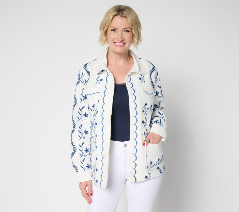Driftwood Jeans Amber Linen Utility Jacket - White — Main view