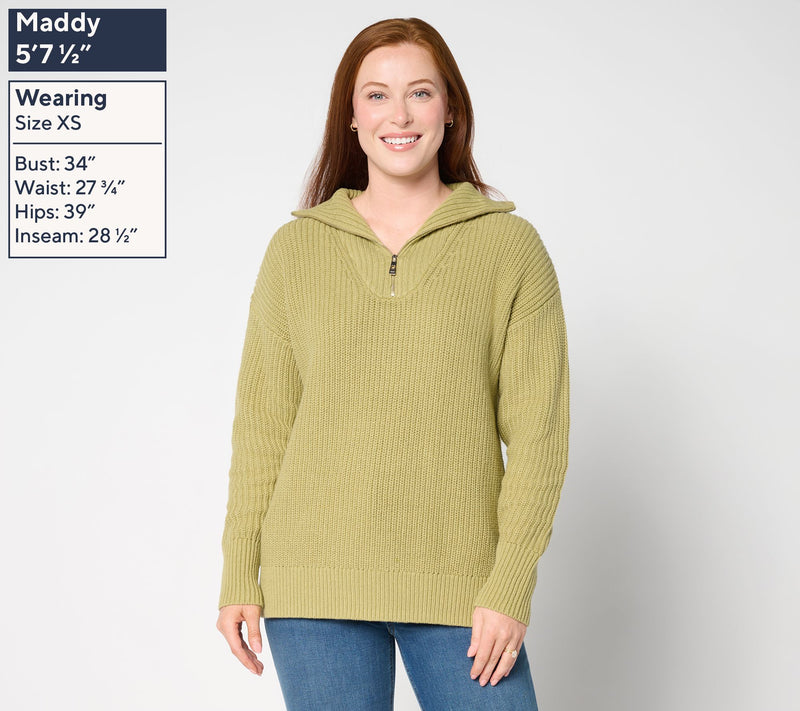 Belle by Kim Gravel Chunky Shaker Half Zip Sweater — View 2