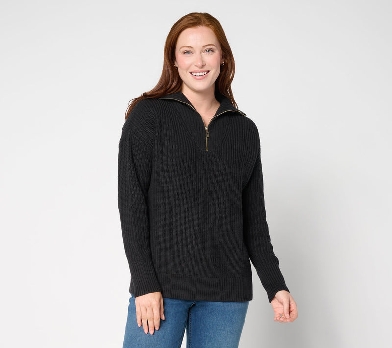 Belle by Kim Gravel Chunky Shaker Half Zip Sweater — View 14