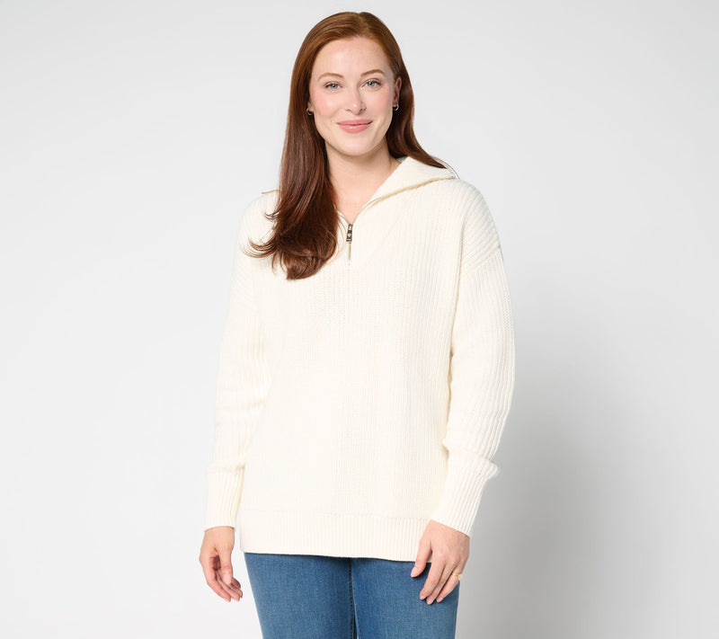 Belle by Kim Gravel Chunky Shaker Half Zip Sweater — View 15
