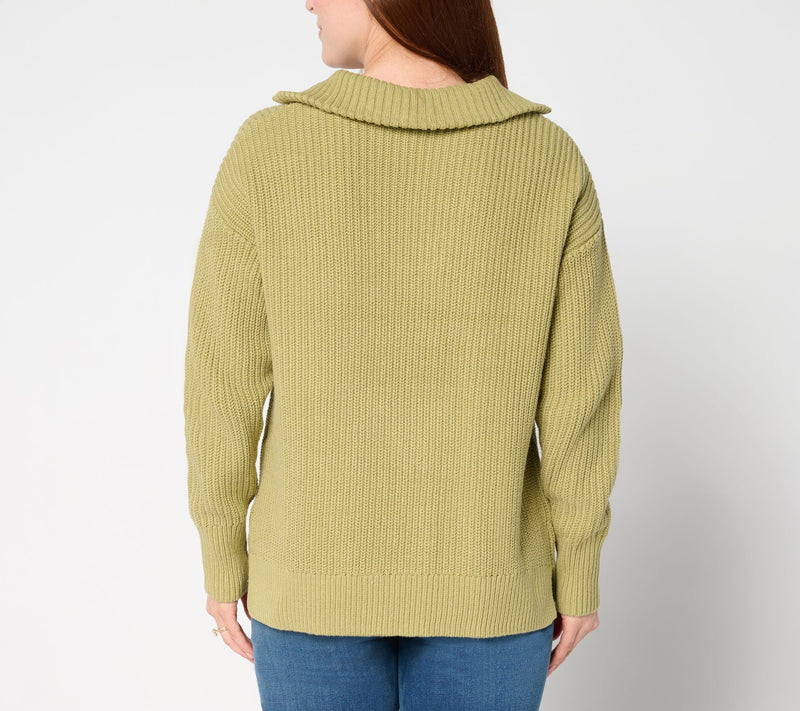 Belle by Kim Gravel Chunky Shaker Half Zip Sweater — View 3