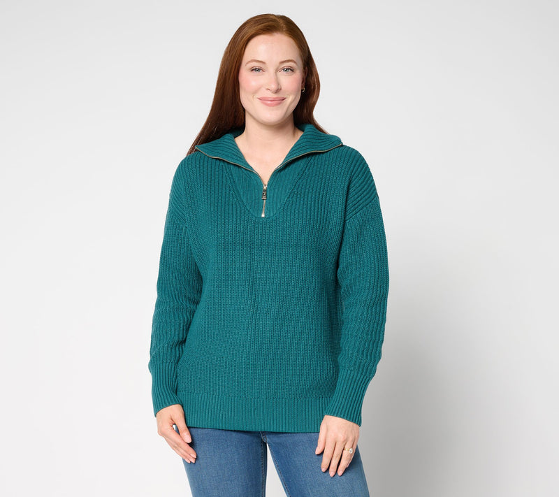 Belle by Kim Gravel Chunky Shaker Half Zip Sweater — View 19