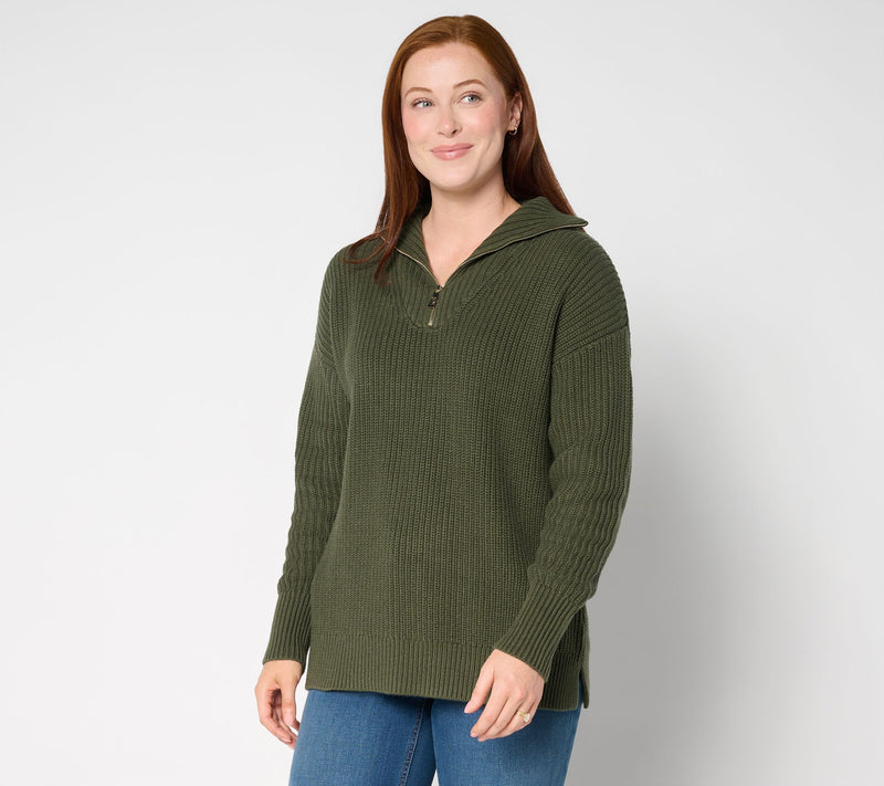Belle by Kim Gravel Chunky Shaker Half Zip Sweater — View 20