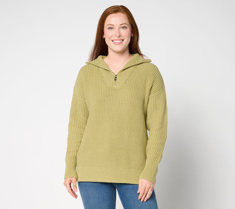 Belle by Kim Gravel Chunky Shaker Half Zip Sweater — View 21