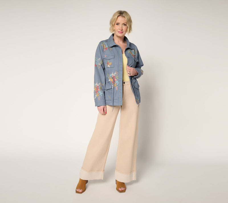 Driftwood Jeans Amber Linen Utility Jacket - Dusty Blue — View 6
