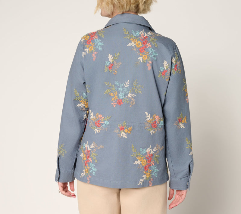 Driftwood Jeans Amber Linen Utility Jacket - Dusty Blue — View 5