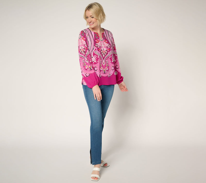Belle by Kim Gravel Spicy Medallion Print Blouse — View 5