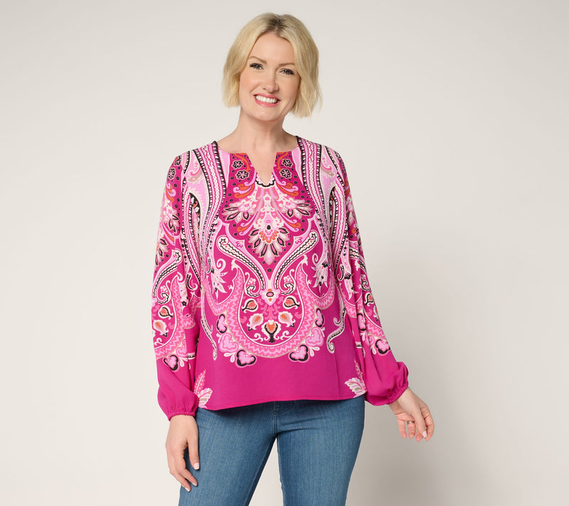 Belle by Kim Gravel Spicy Medallion Print Blouse — View 12