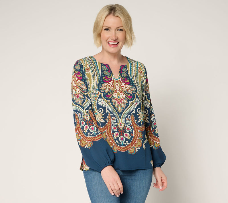 Belle by Kim Gravel Spicy Medallion Print Blouse — View 13