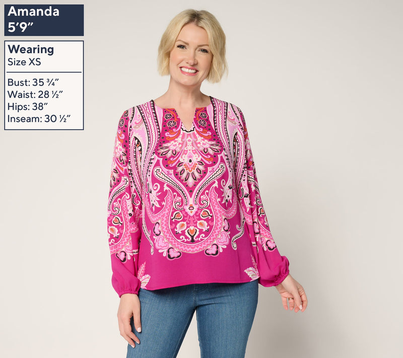 Belle by Kim Gravel Spicy Medallion Print Blouse — View 3