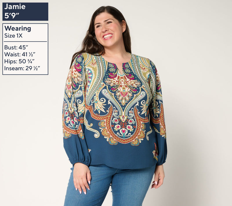 Belle by Kim Gravel Spicy Medallion Print Blouse — View 2