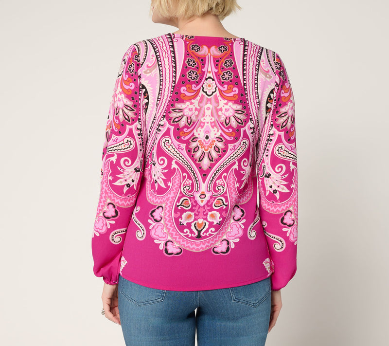 Belle by Kim Gravel Spicy Medallion Print Blouse — View 4