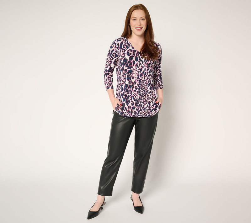 Belle by Kim Gravel Rayon Spandex Animal Instinct V Neck Top — View 7